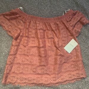 Lace Pink Mauve Off the Shoulder Top